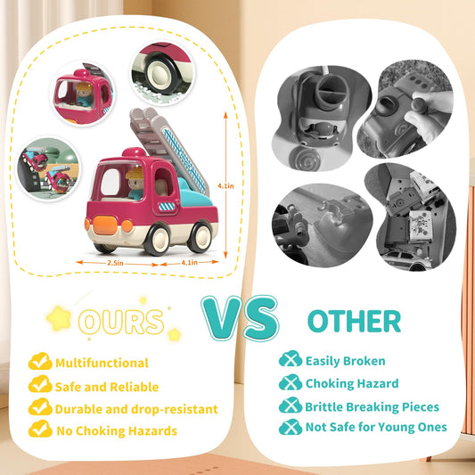 PANITU fire truck push car offering silent, friction-powered movement for focused play