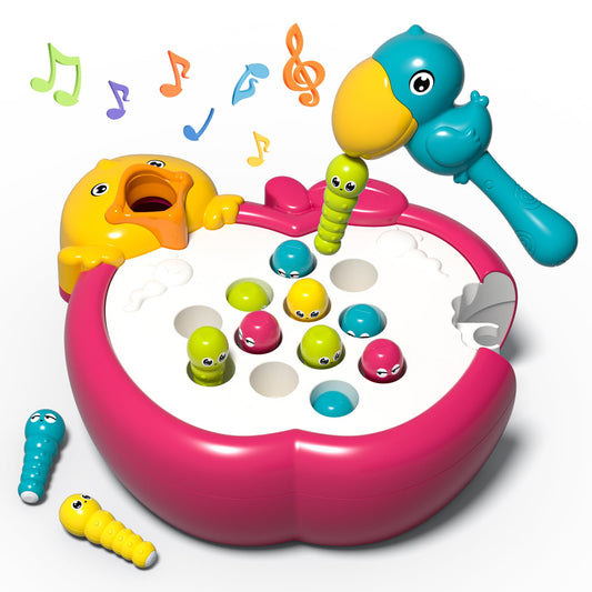 PANITU magnetic woodpecker worm toy highlights its colorful pieces to boost hand-eye coordination.