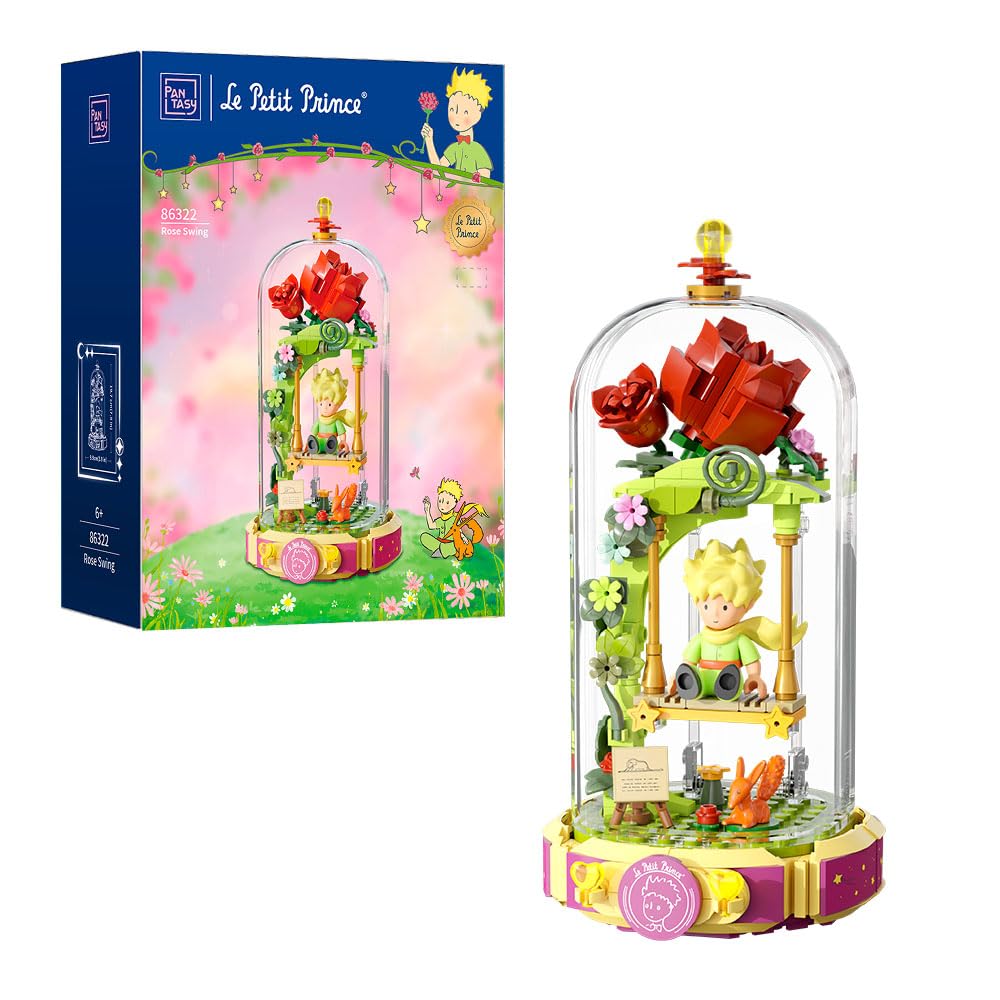 Pantasy Le Petit Prince block set with rose swing for display and delight.