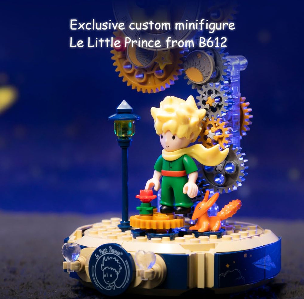 Shelf display option elevates spaces with a whimsical Little Prince journey theme.