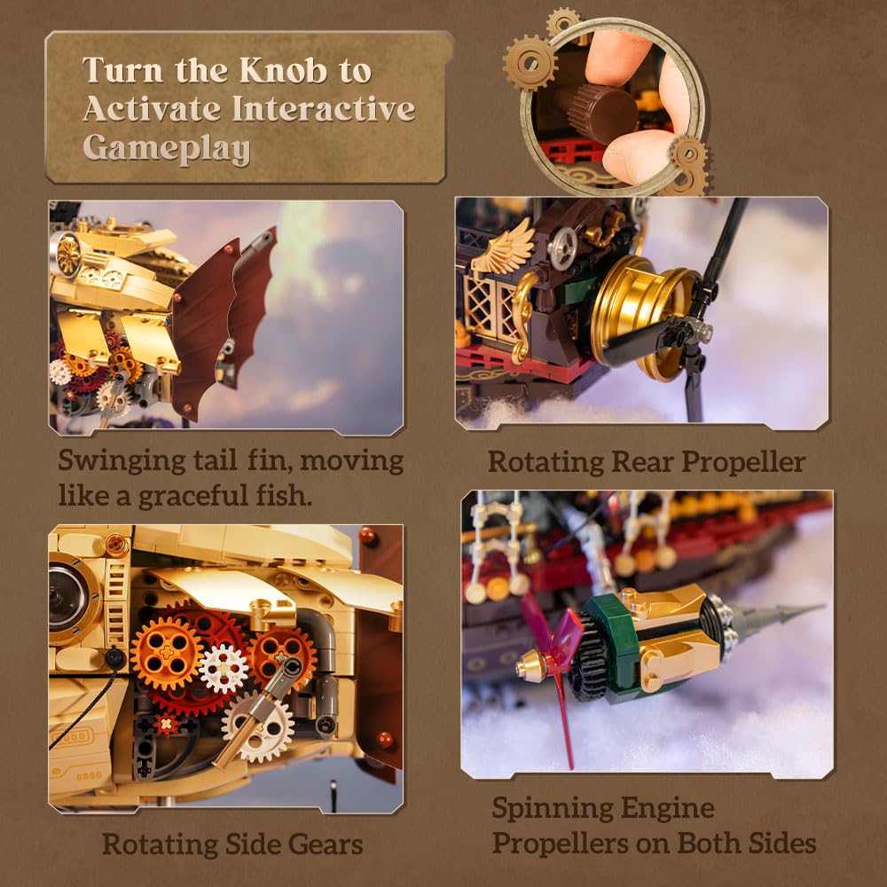 Pantasy Steampunk Airship Model exposed gears reveal intricate mechanical charm