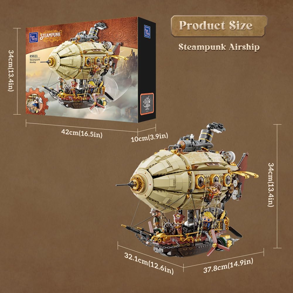 Pantasy Steampunk Airship Model tabletop display base anchors a collectors scene