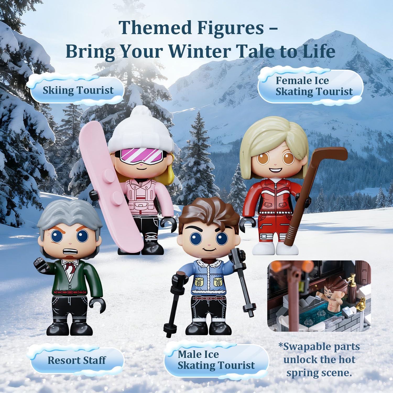 Pantasy Winter Summit display with snowy landscape as a festive centerpiece.