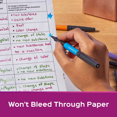 Paper Mate Flair doodling sample demonstrates vibrant glitter for creative journaling