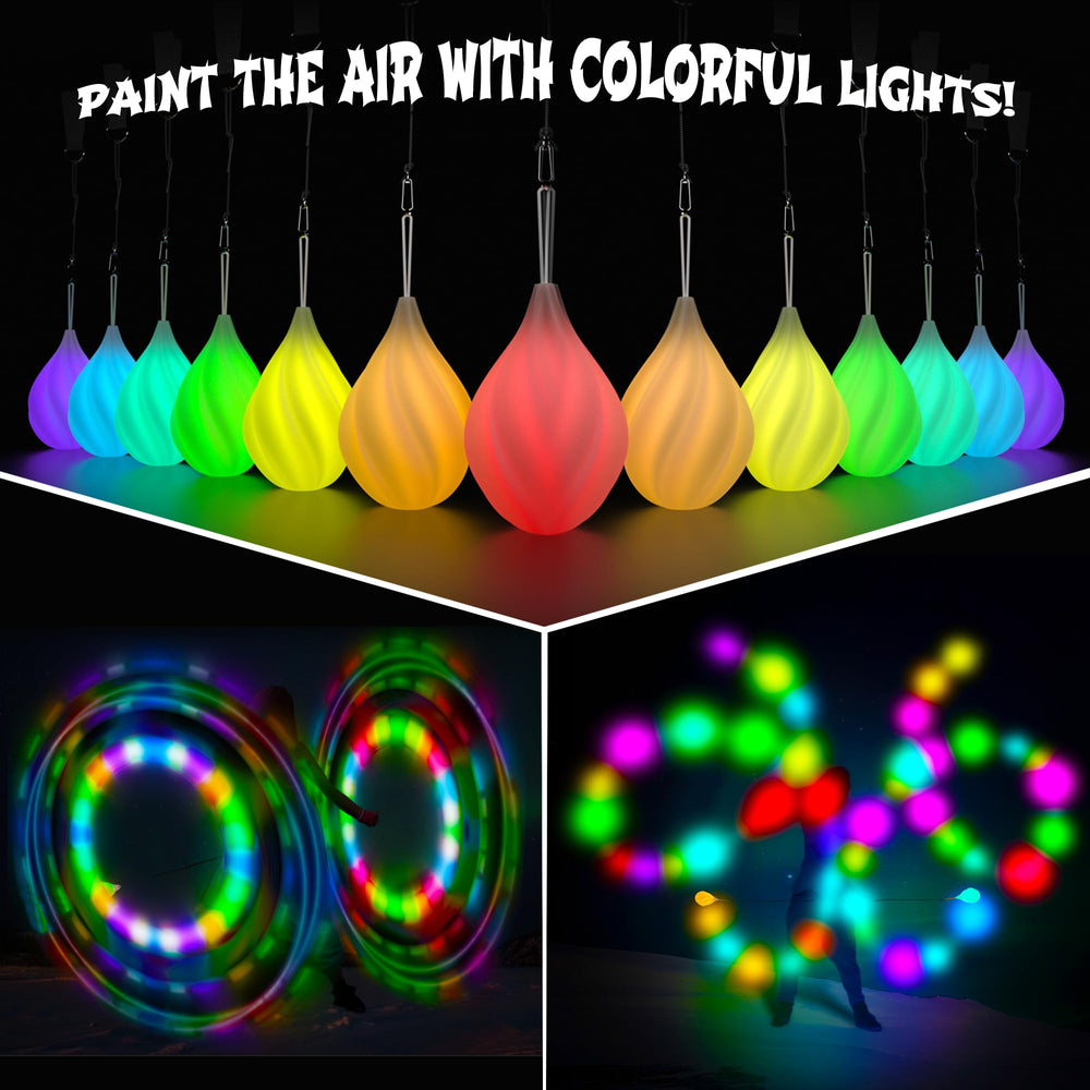 Papi Dada LED Poi Balls Set ideal for light painting and synchronized moves