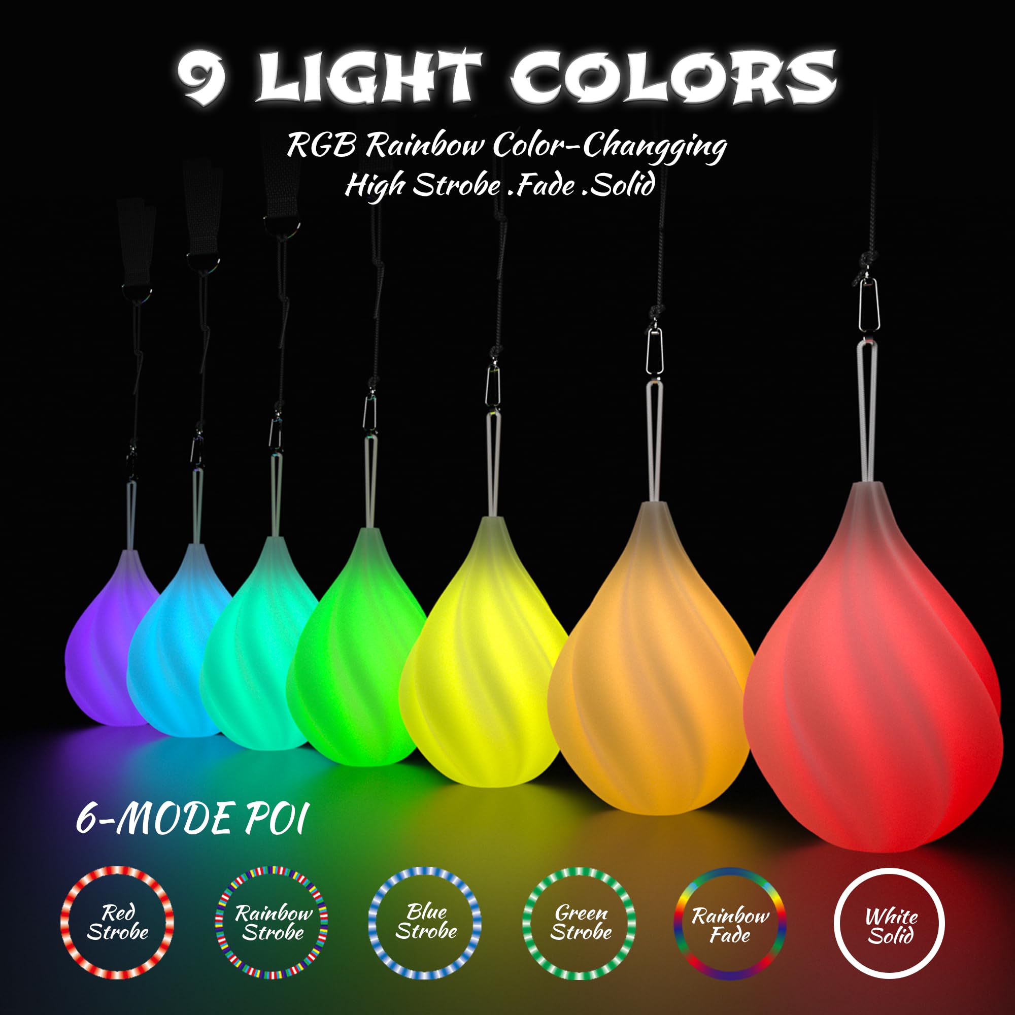 Papi Dada LED Poi Balls Set for professionals enabling smooth routines and vivid visual trails