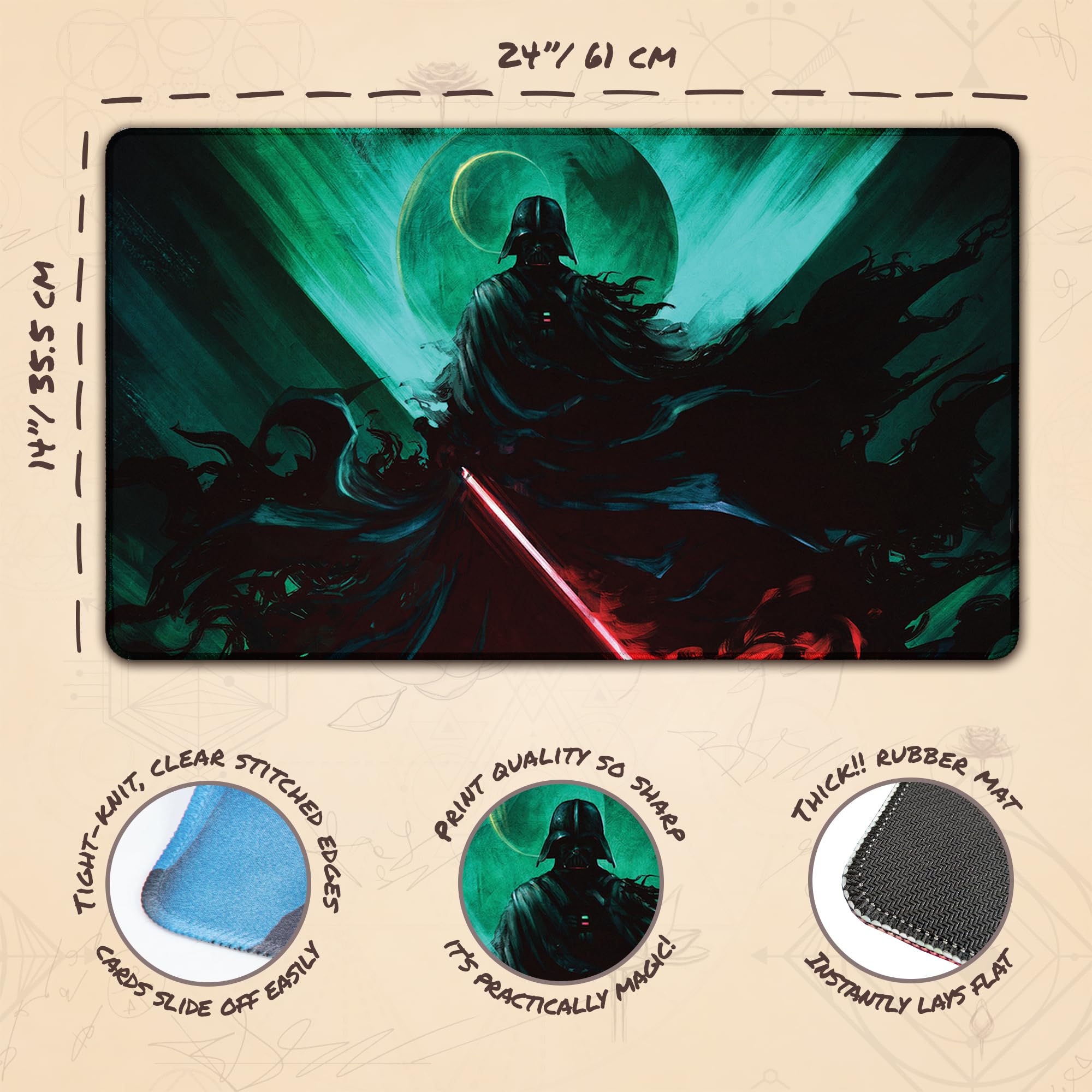 Paramint Dark Lord non-slip rubber backing keeps cards steady on the table.