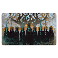 Paramint The Nine Black Riders stitched playmat edge closeup shows durable anti-fray stitching