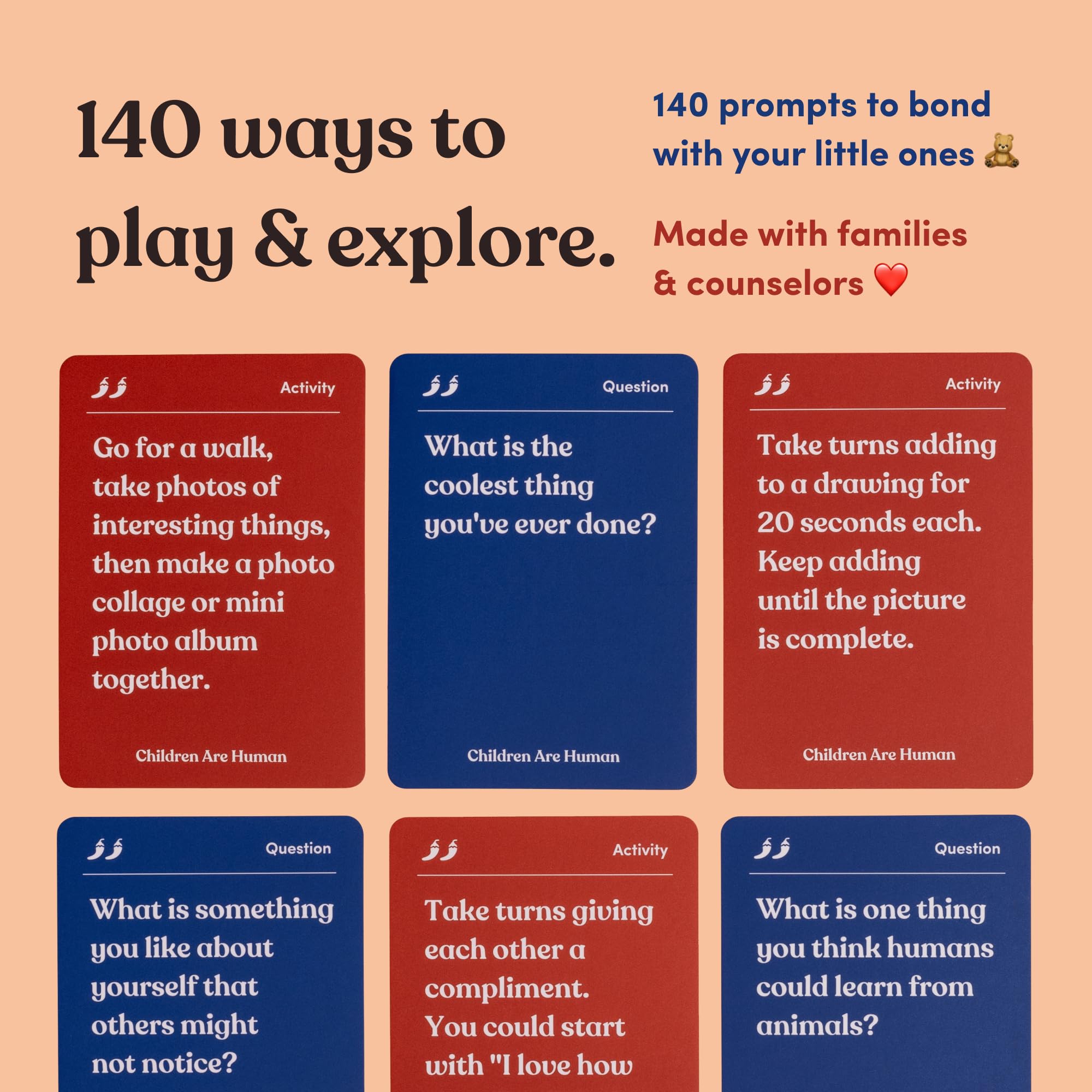 Parents Are Human: Activity cards ready to inspire creative, shared adventures.