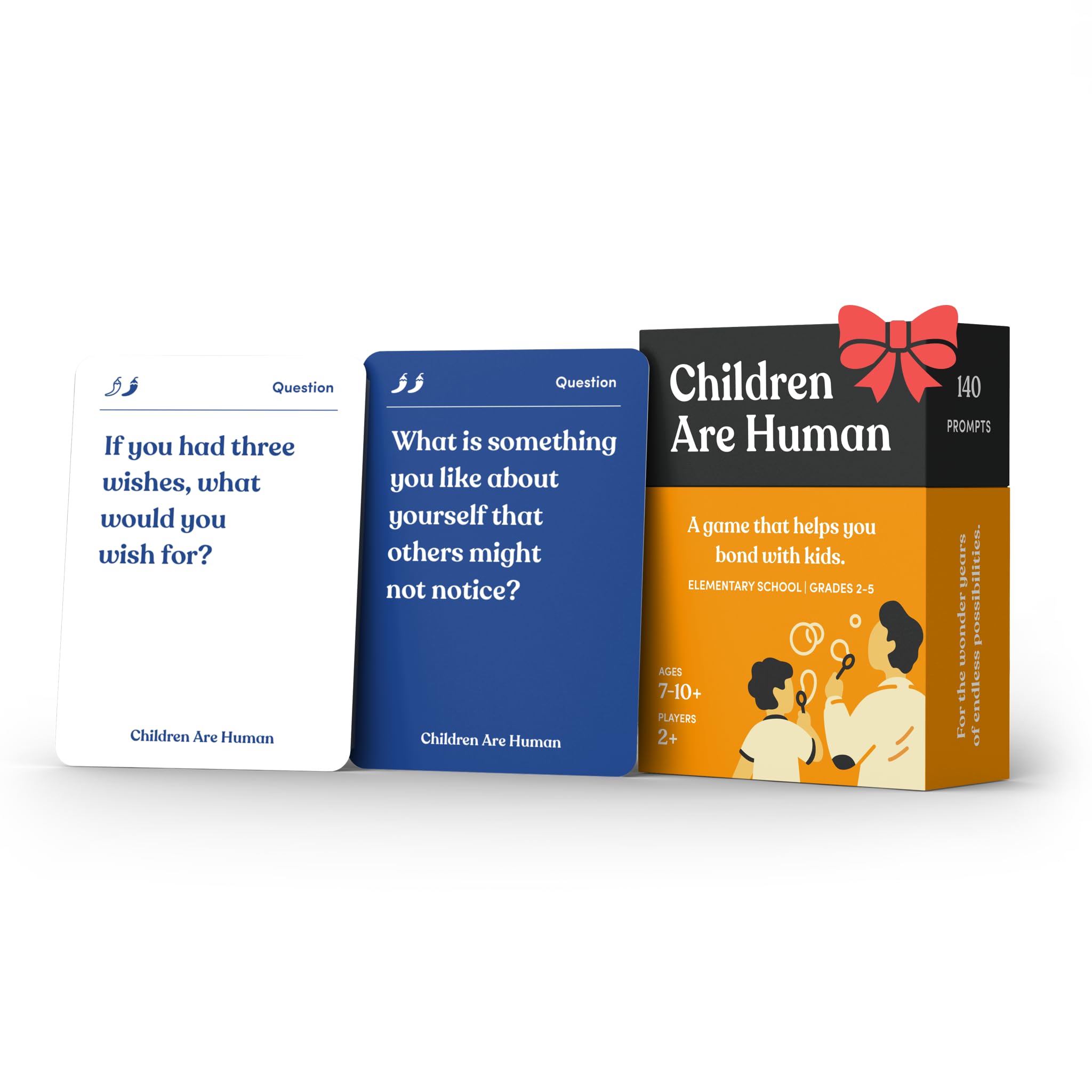 Parents Are Human: Children Are Human card game setup for family bonding and conversation.