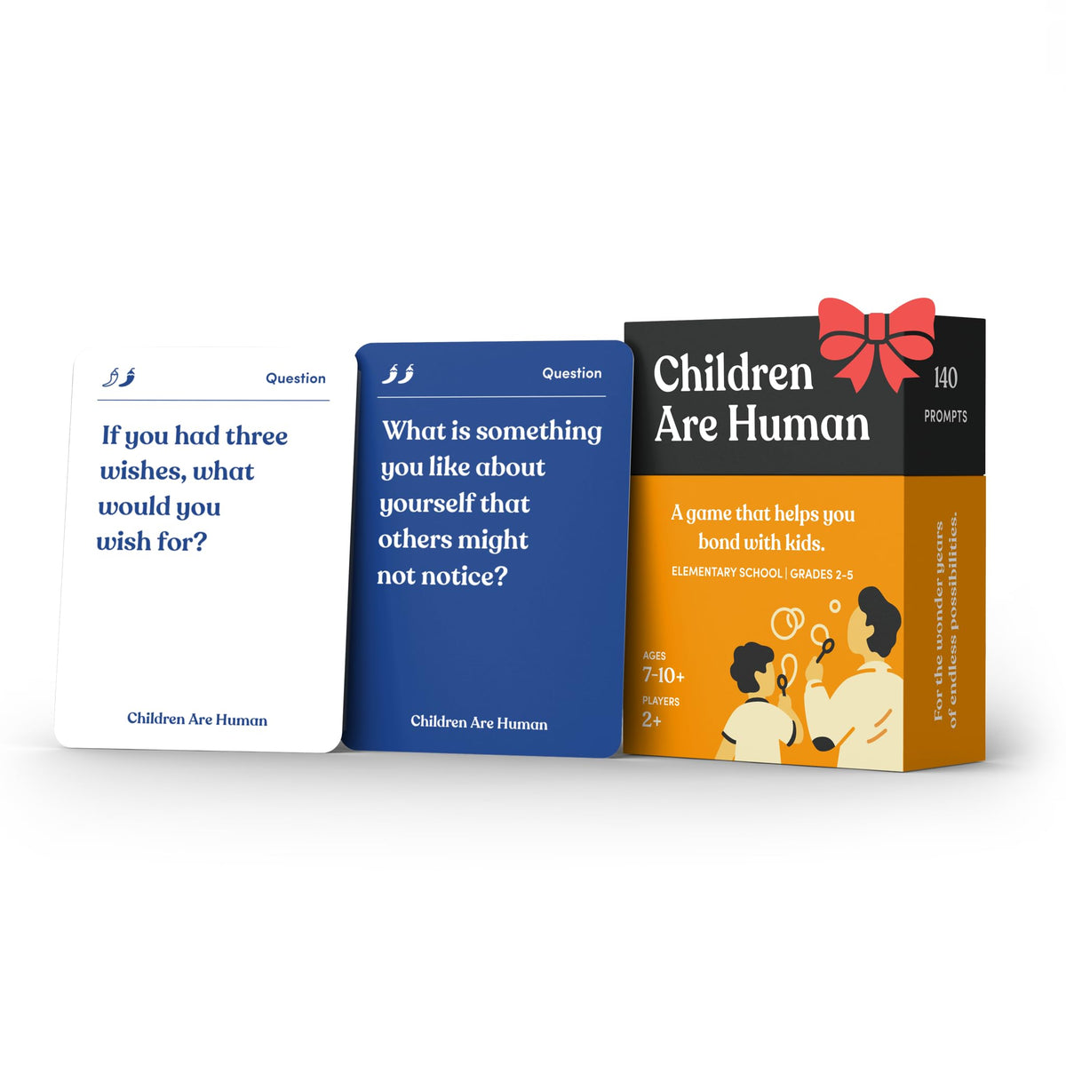 Parents Are Human: Children Are Human card game setup for family bonding and conversation.