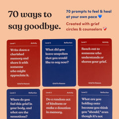 Grief is Human activity cards shown aiding connection and closure with loved ones