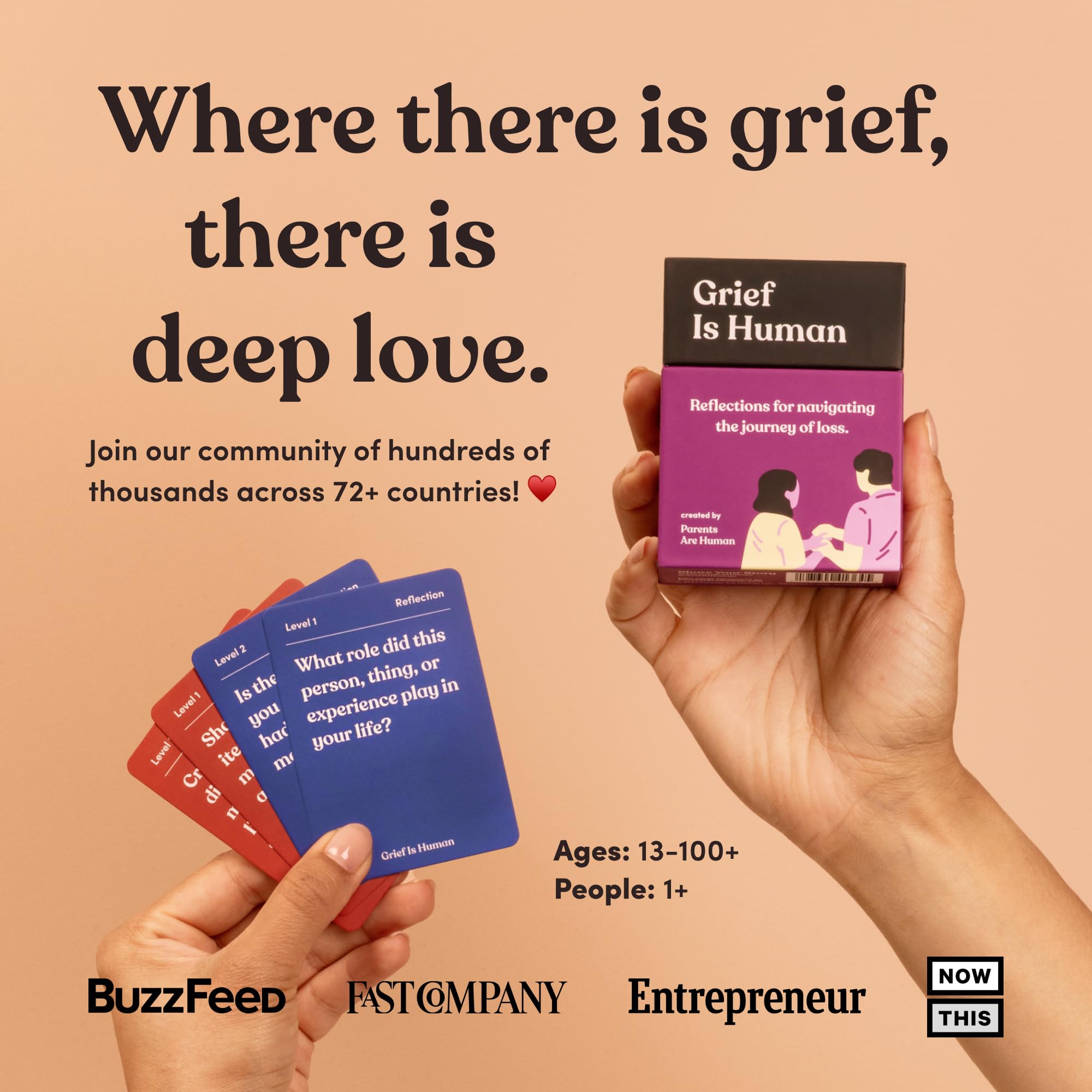 Grief is Human reflection cards spread prompting deep, thoughtful discussions