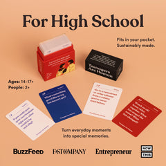 Parents Are Human 140 card spread highlights diverse questions for engaging teen conversations.