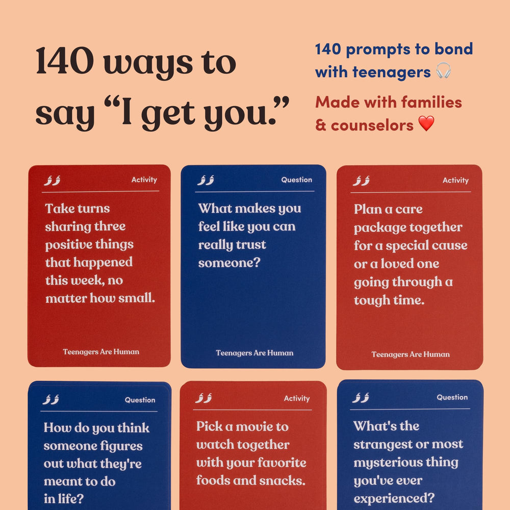 Parents Are Human 140 question cards collection supports open, honest dialogue with high schoolers.