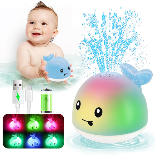 PARHILYAR light-up whale bath toy in water sparks color and playful splash