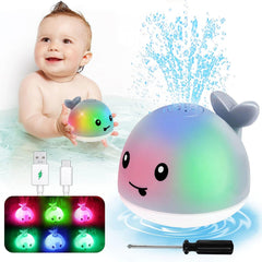 Parhilyar whale bath toy sprinkler lights up during bath time, engaging toddlers.