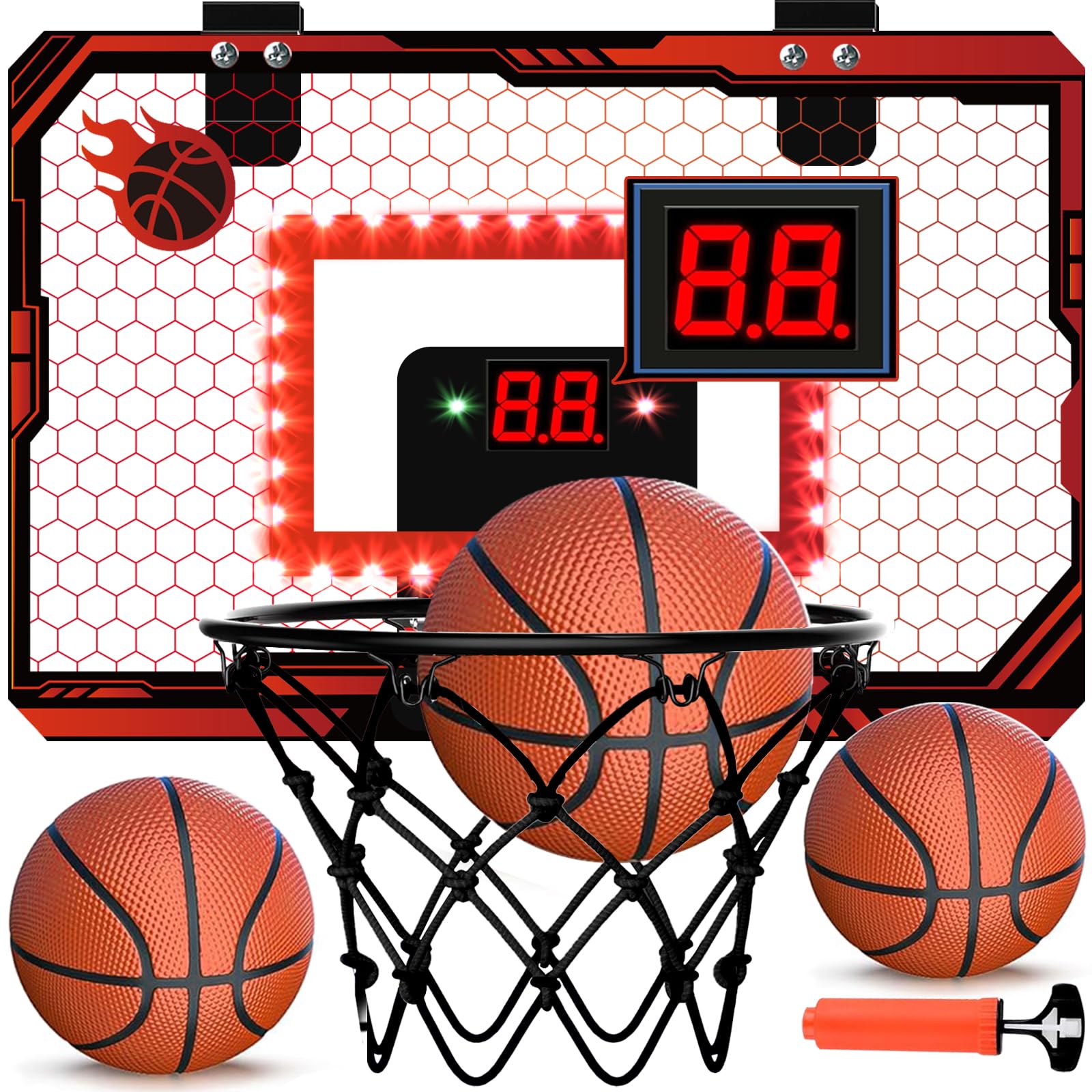 PAROTO mini basketball hoop backboard with LED lights for engaging indoor play