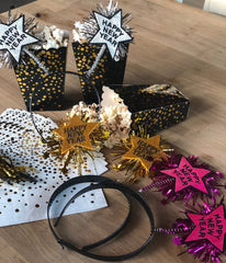 Partay Shenanigans NYE headbands gold color adds glam to celebrations