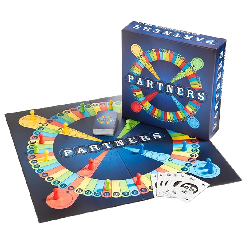 PARTNERS pawns racing across the board during play.
