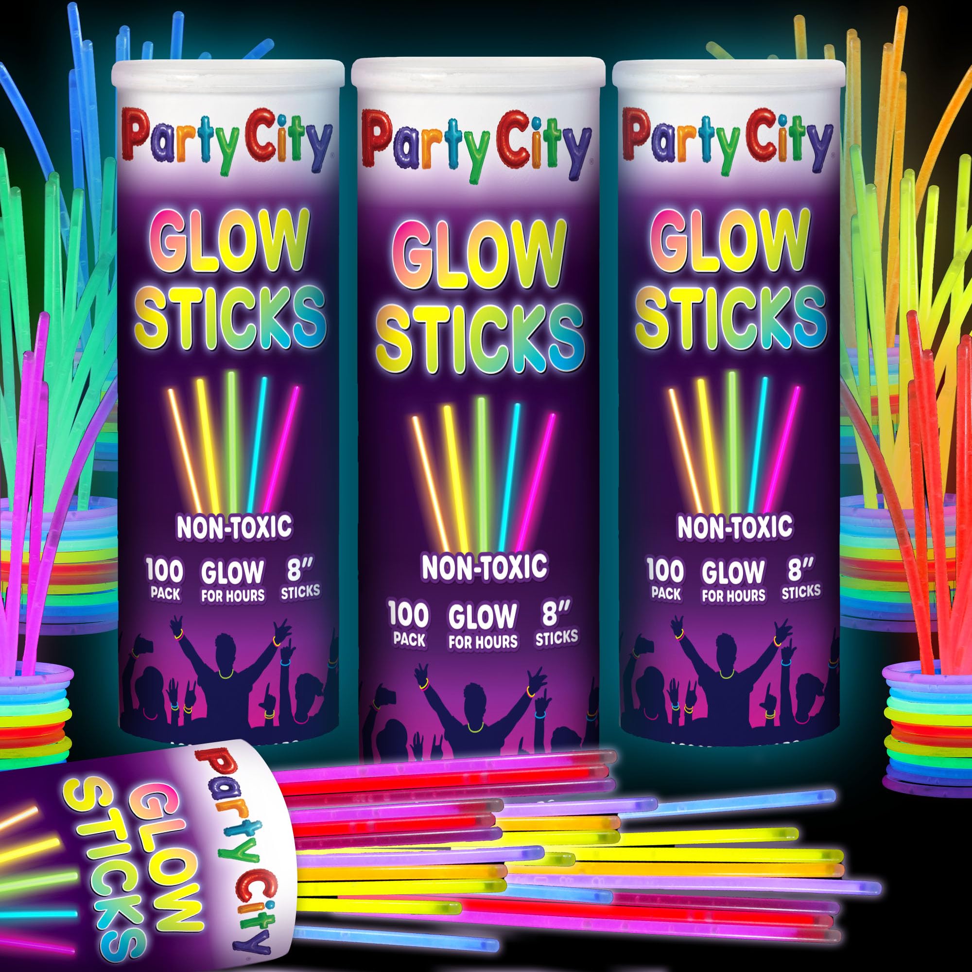 Party City 300 glow sticks 8-inch glowing at festive parties
