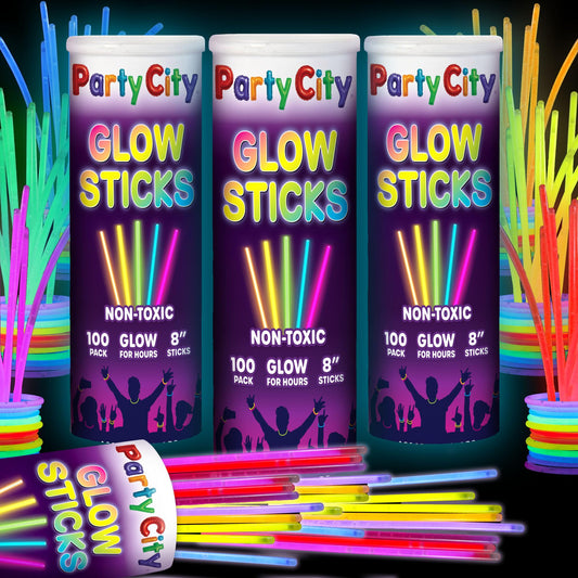 Party City 300 glow sticks 8-inch glowing at festive parties