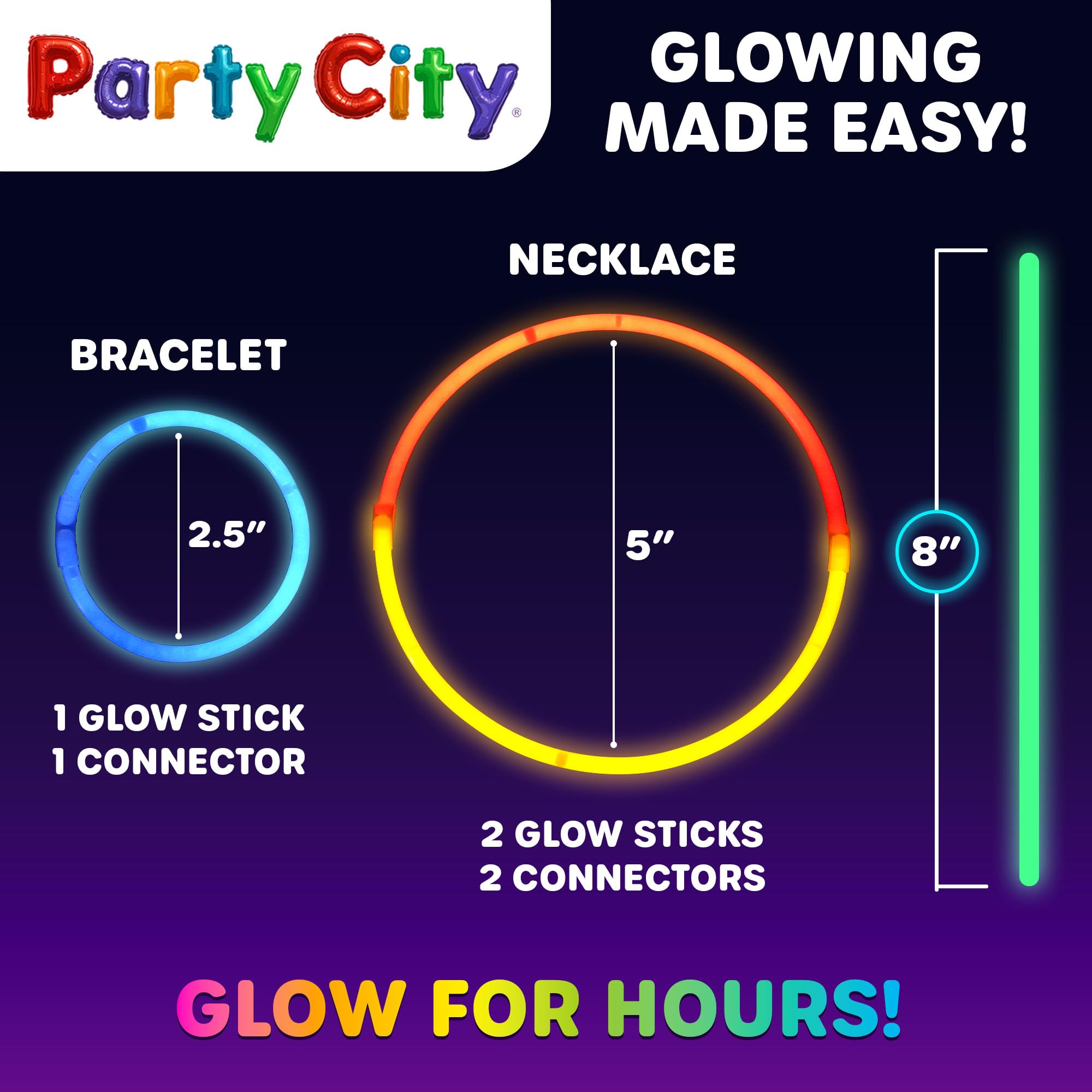Party City neon glow bracelets ready to wear for parties and celebrations