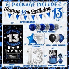 Party Tonight blue and black official teenager backdrop provides wrinkle-resistant elegance for photos.