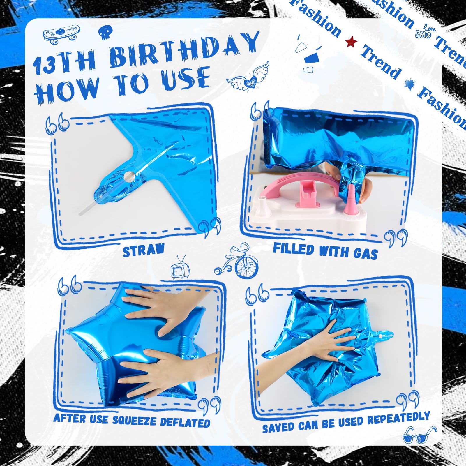 Party Tonight happy 13th birthday banner creates a bold birthday focal point.
