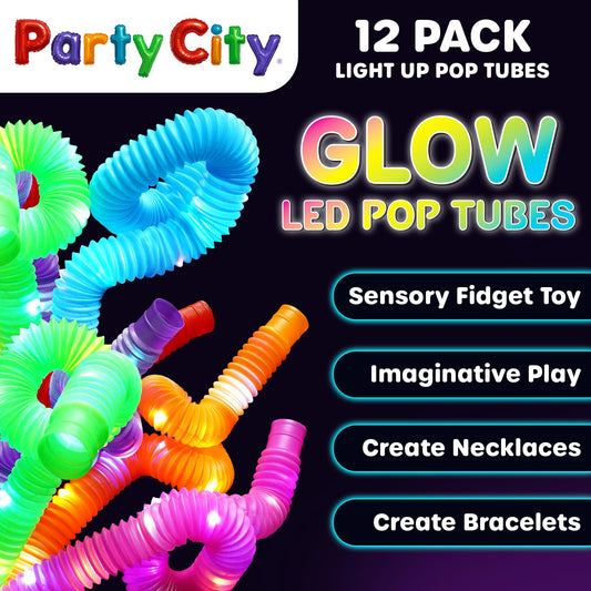Party City 14-LED per tube with 3-mode glow, perfect as neon party props