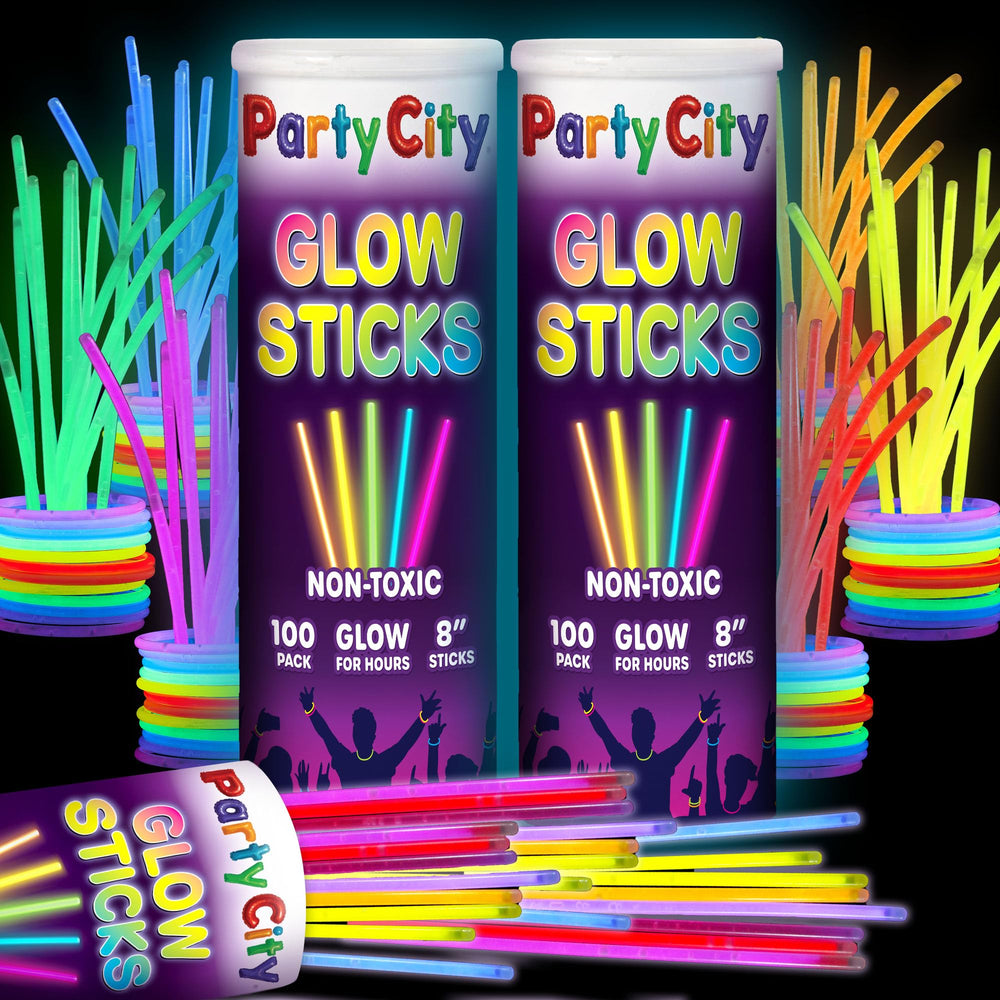 Party City glow sticks provide bright, ambient lighting.