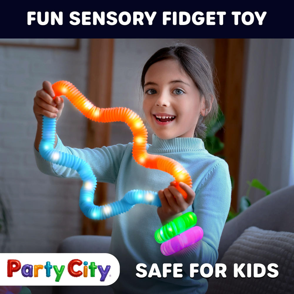 Party City expandable sensory tubes designed for creative, hands-on play