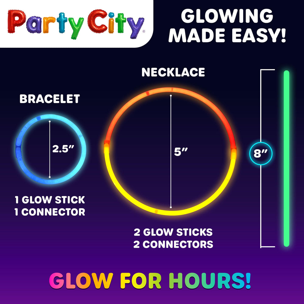 Party City glow sticks activate by crack and shake for quick glow.