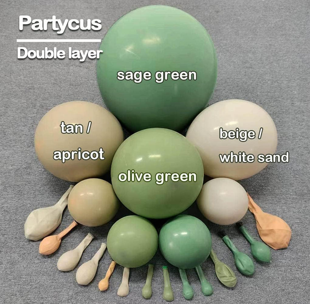Partycus dusty olive-green balloons add soft natural tones to safari themes.