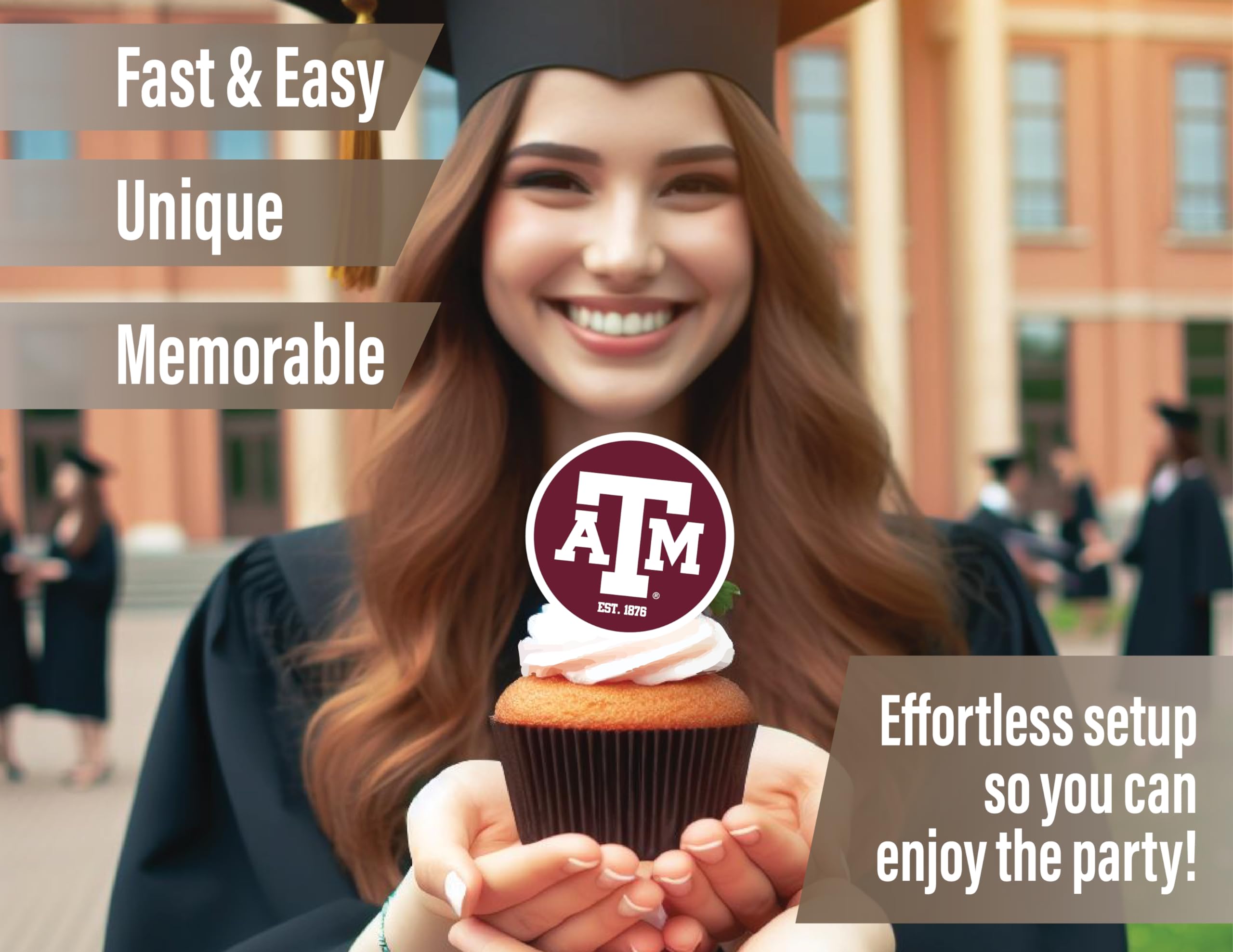 PartyKandy Texas A&M birthday topper decor brightens desserts and snacks.