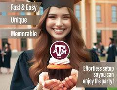 PartyKandy Texas A&M birthday topper decor brightens desserts and snacks.
