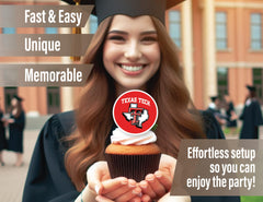 PartyKandy Texas Tech packaging image, eco-friendly paper toppers for sustainable parties.