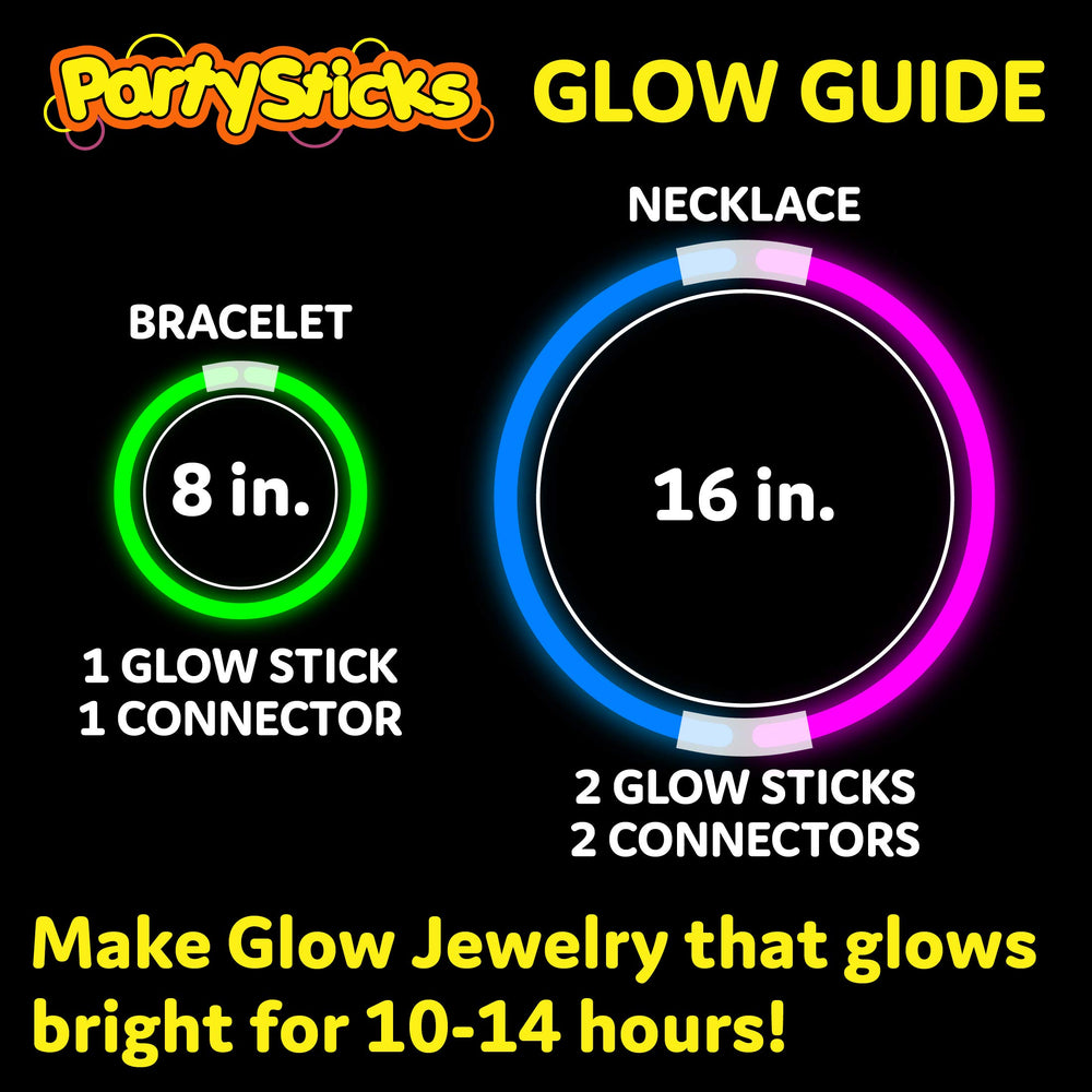 PartySticks 8-inch glow sticks offer bright, long-lasting illumination.