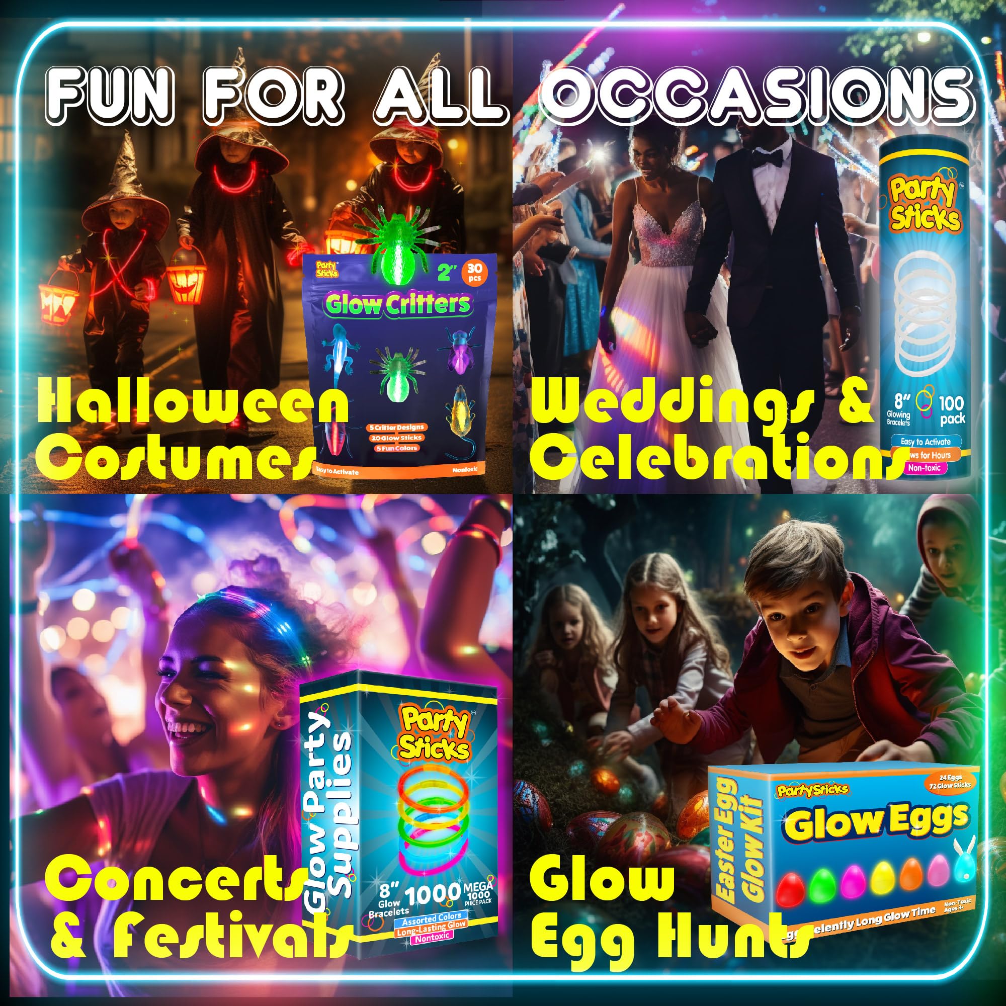 PartySticks decorative glow accessories elevate celebrations with safe, waterproof materials.