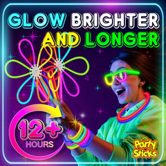 PartySticks glow stick connectors allow creating glowing shapes and decorative designs.