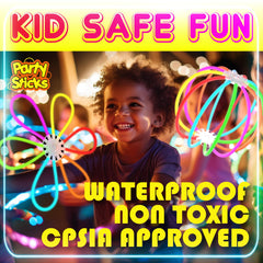 PartySticks glow party scene shows vibrant, durable sticks ideal for outdoor events.