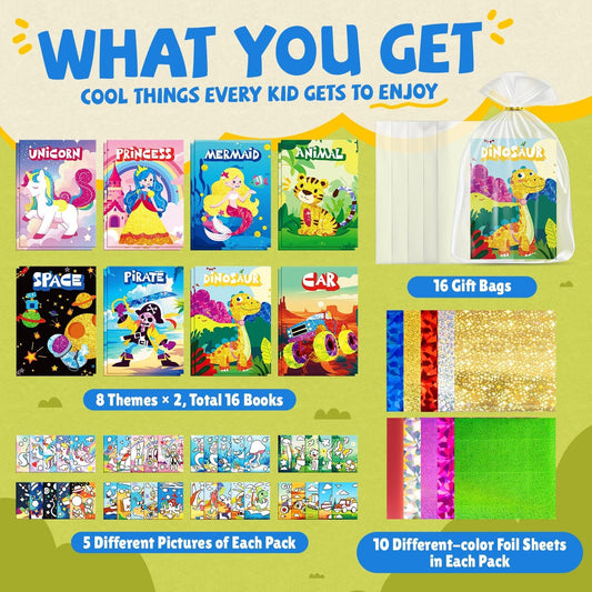 PARTYWIND foil art books dinosaurs page designed for imaginative play