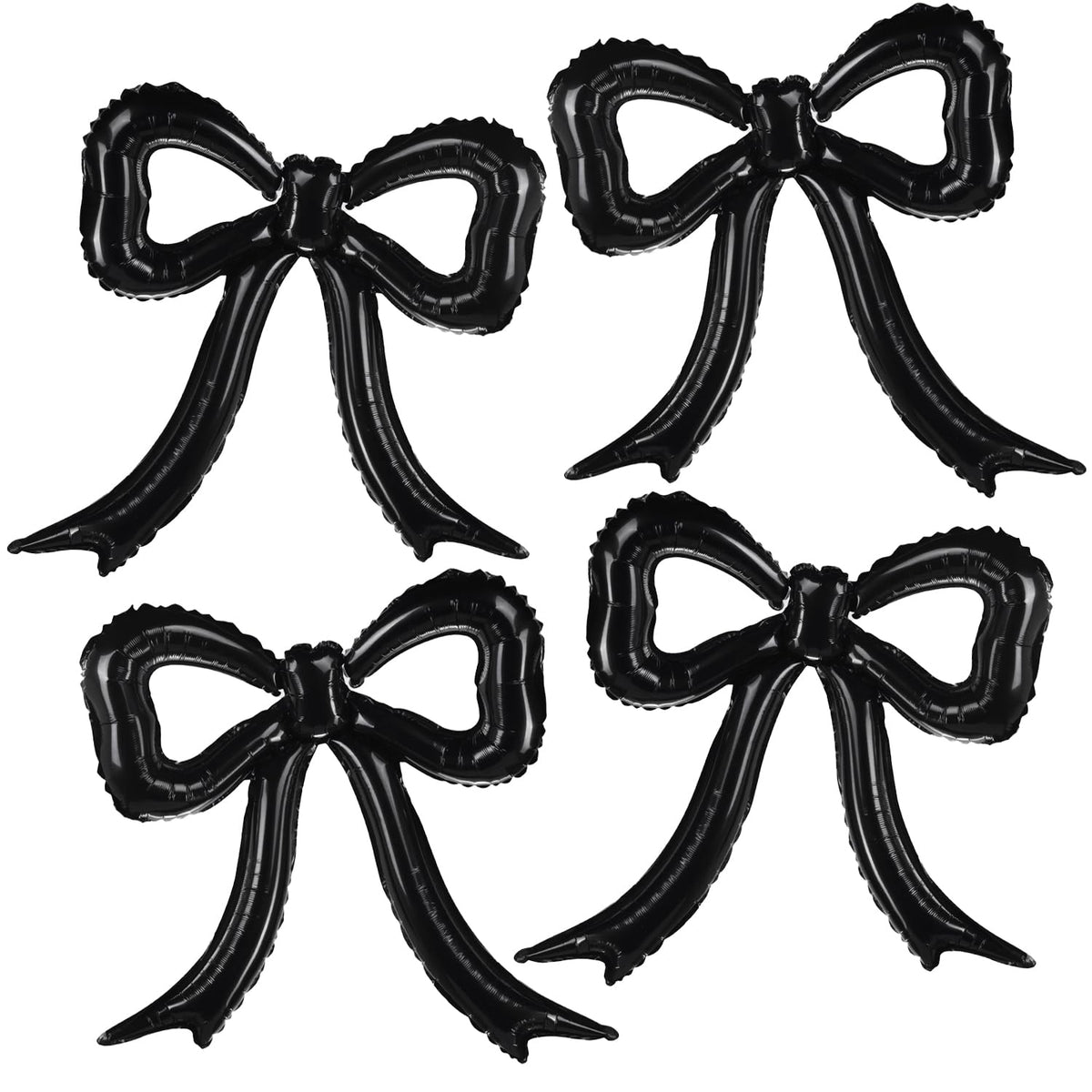 PartyXpress black bow foil balloons create a chic backdrop for coquette birthdays.