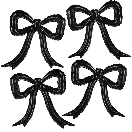 PartyXpress black bow foil balloons create a chic backdrop for coquette birthdays.