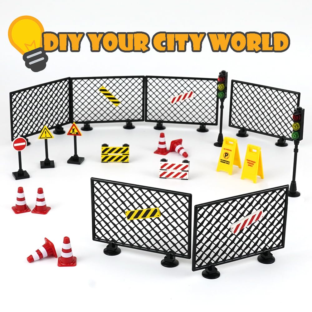 Pasacho City Road Signs build-with-blocks set supports creative construction play