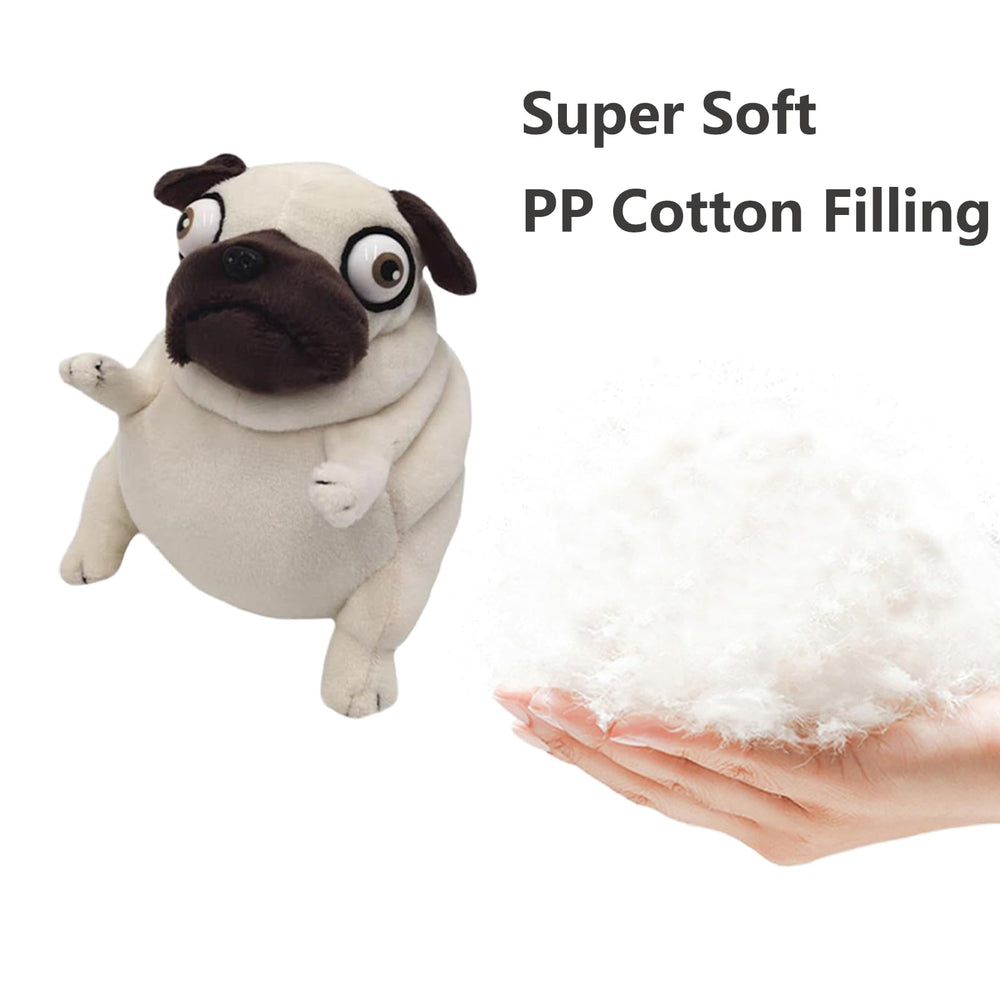 PASHMAIRE pug plush detail: wrinkled face and soft body.