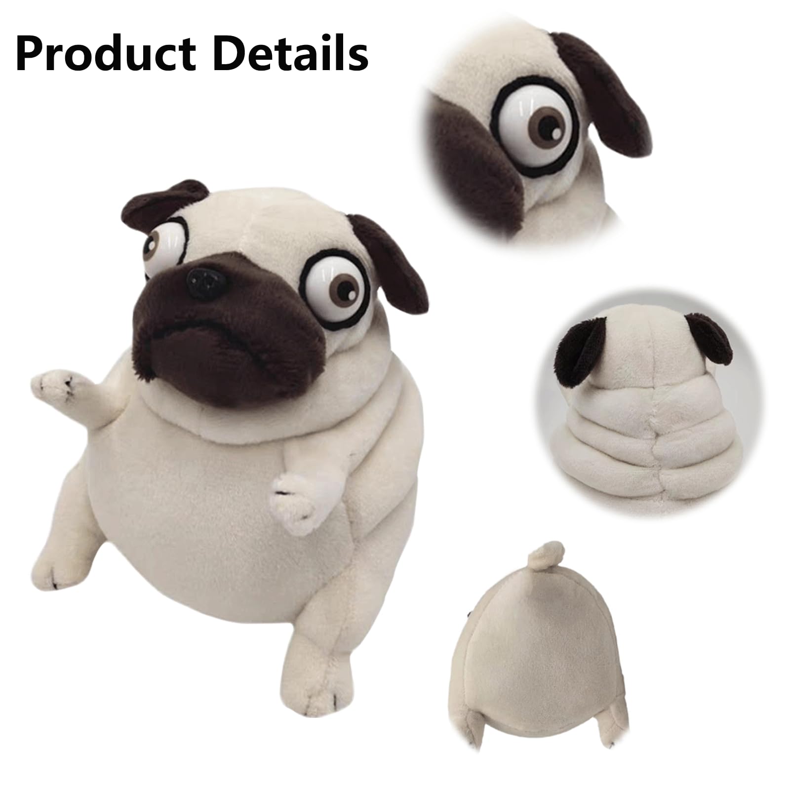 PASHMAIRE pug plush toy with hugable design for home decor.