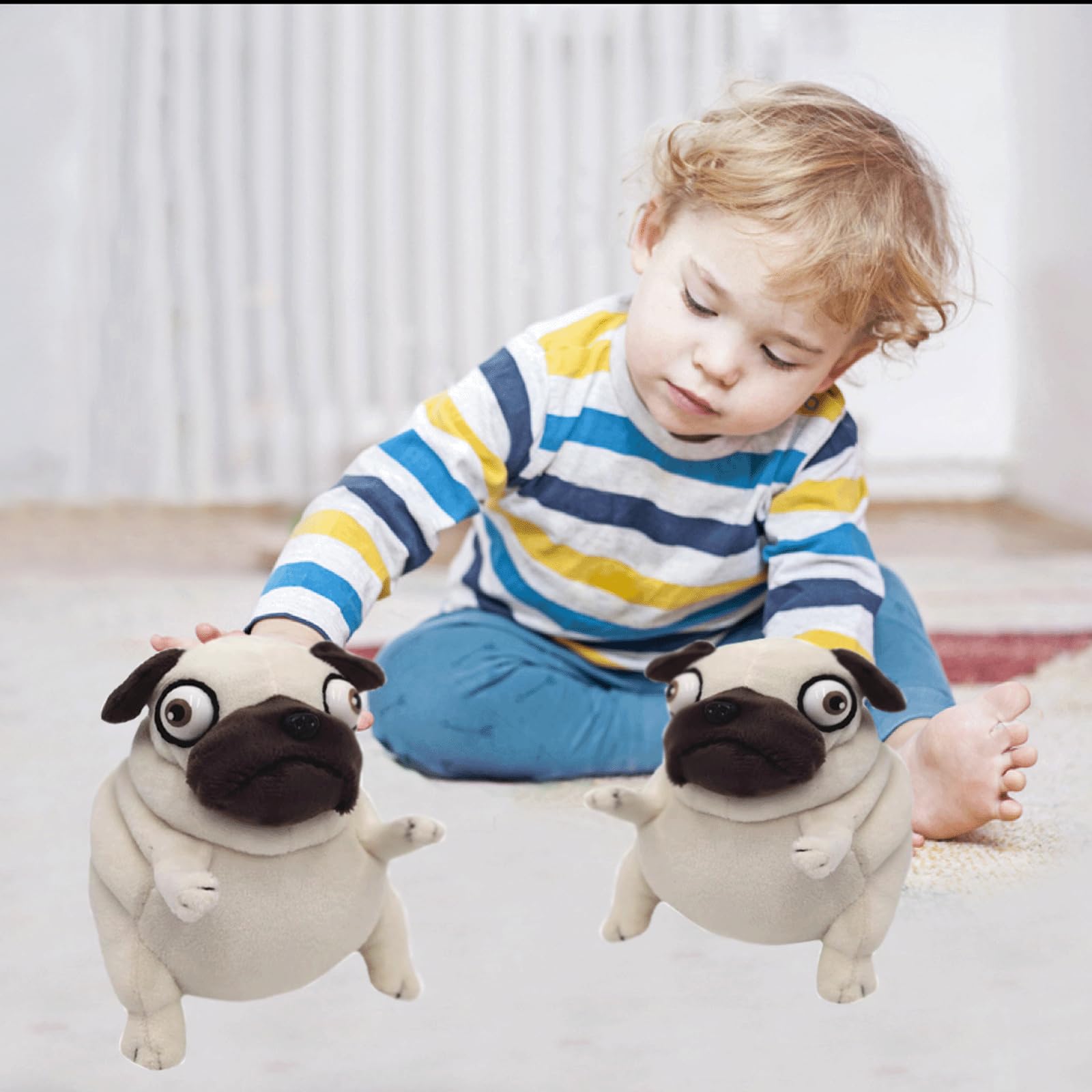 PASHMAIRE pug soft toy cuddle for reading time.
