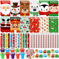Pasimy 170-pcs Christmas stationery set shown as a full festive assortment for gifting and party prizes.
