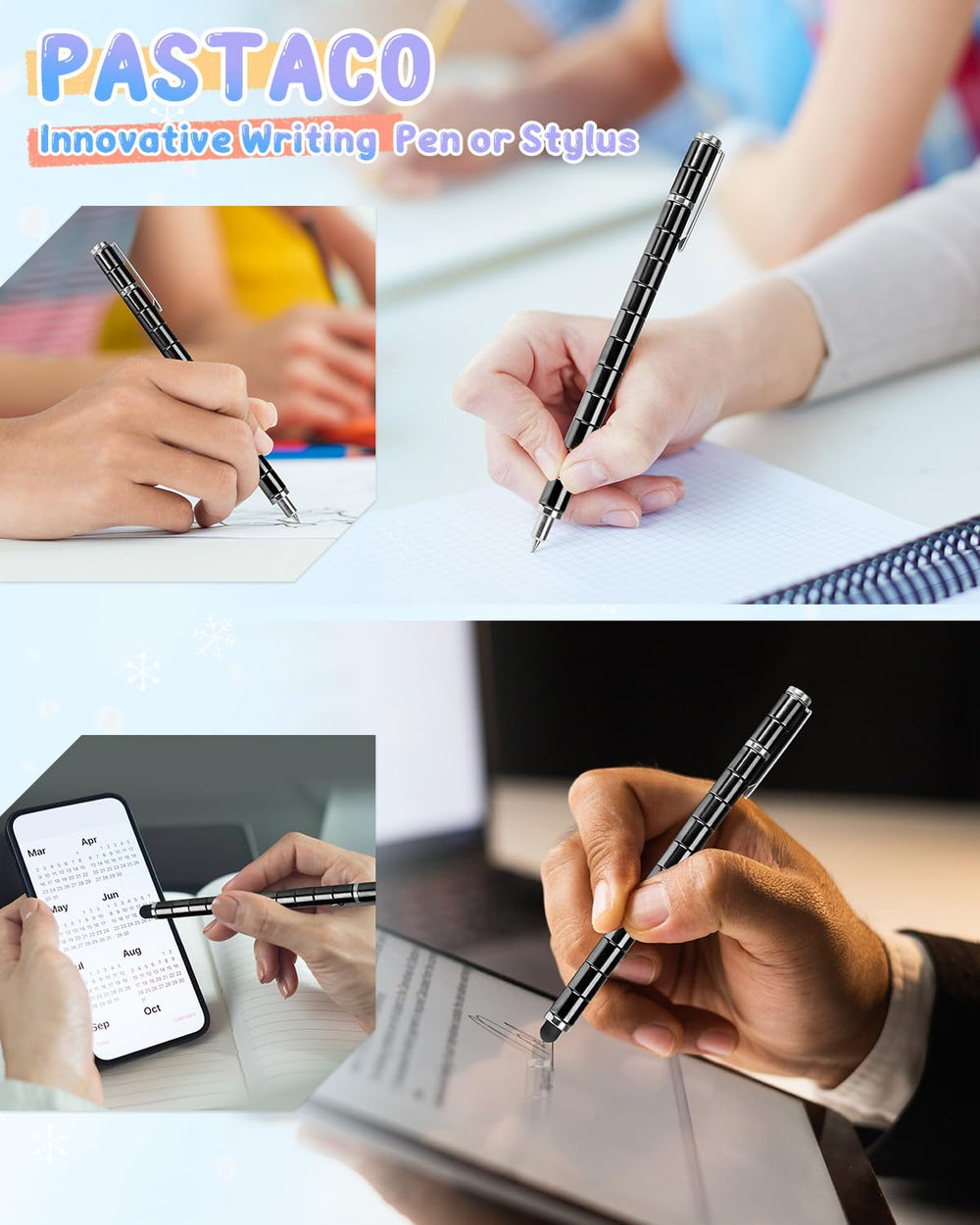 PASTACO Magnetic Fidget Pen resting on a desk with a phone.